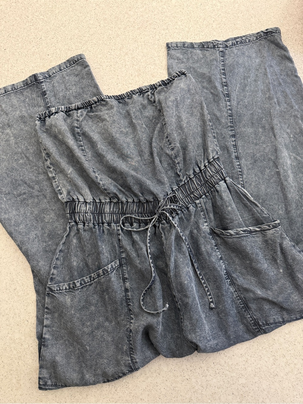 Vici Vintage Outlaw Strapless Chambray Jumpsuit Size Medium - Picture 5 of 7